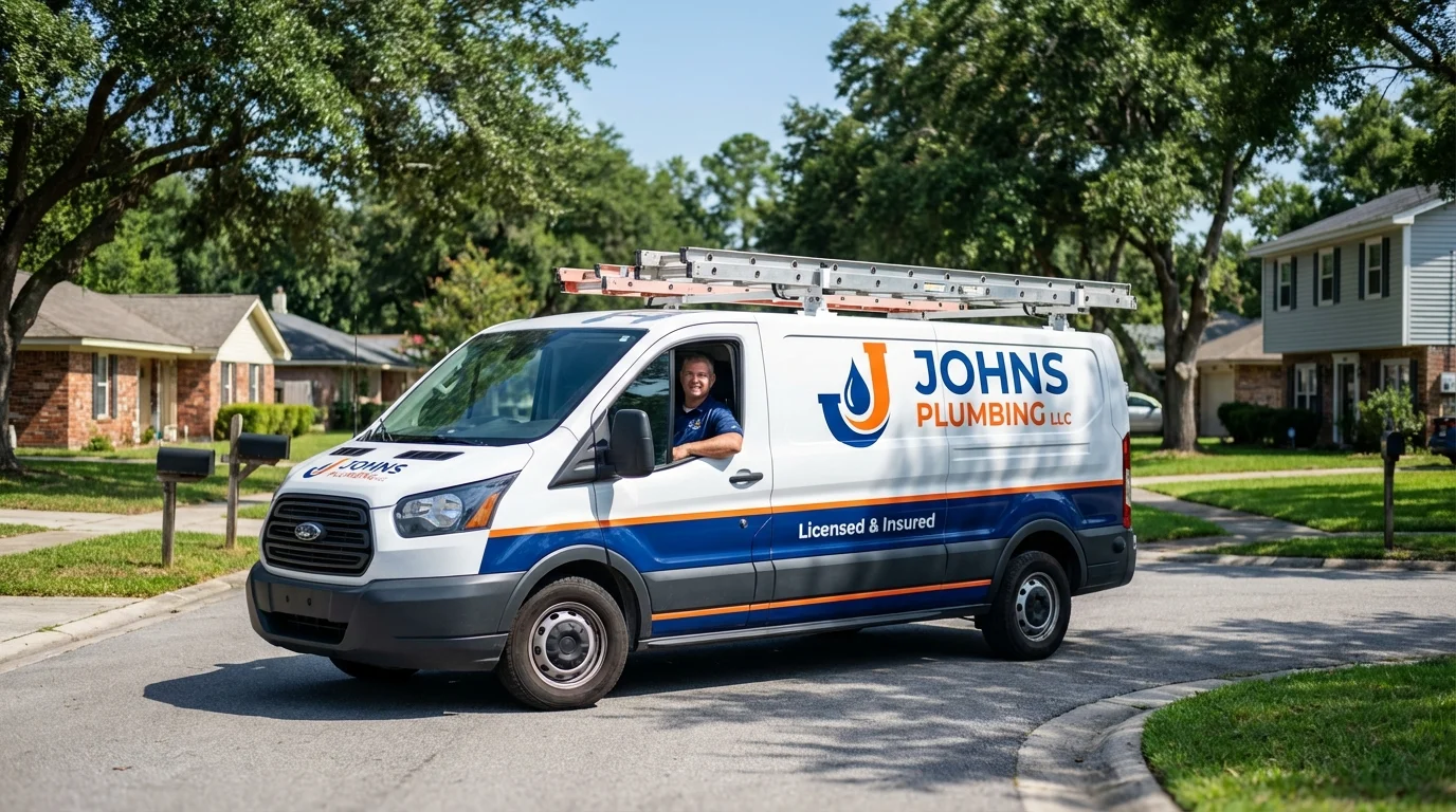 Johns Plumbing LLC service van in Lake Charles, LA