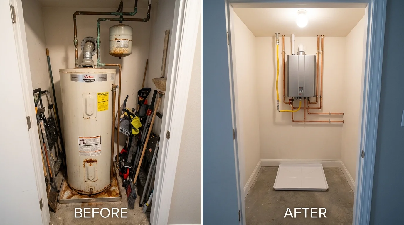 Tank water heater versus wall-mounted tankless unit comparison for Lake Charles, LA homeowners