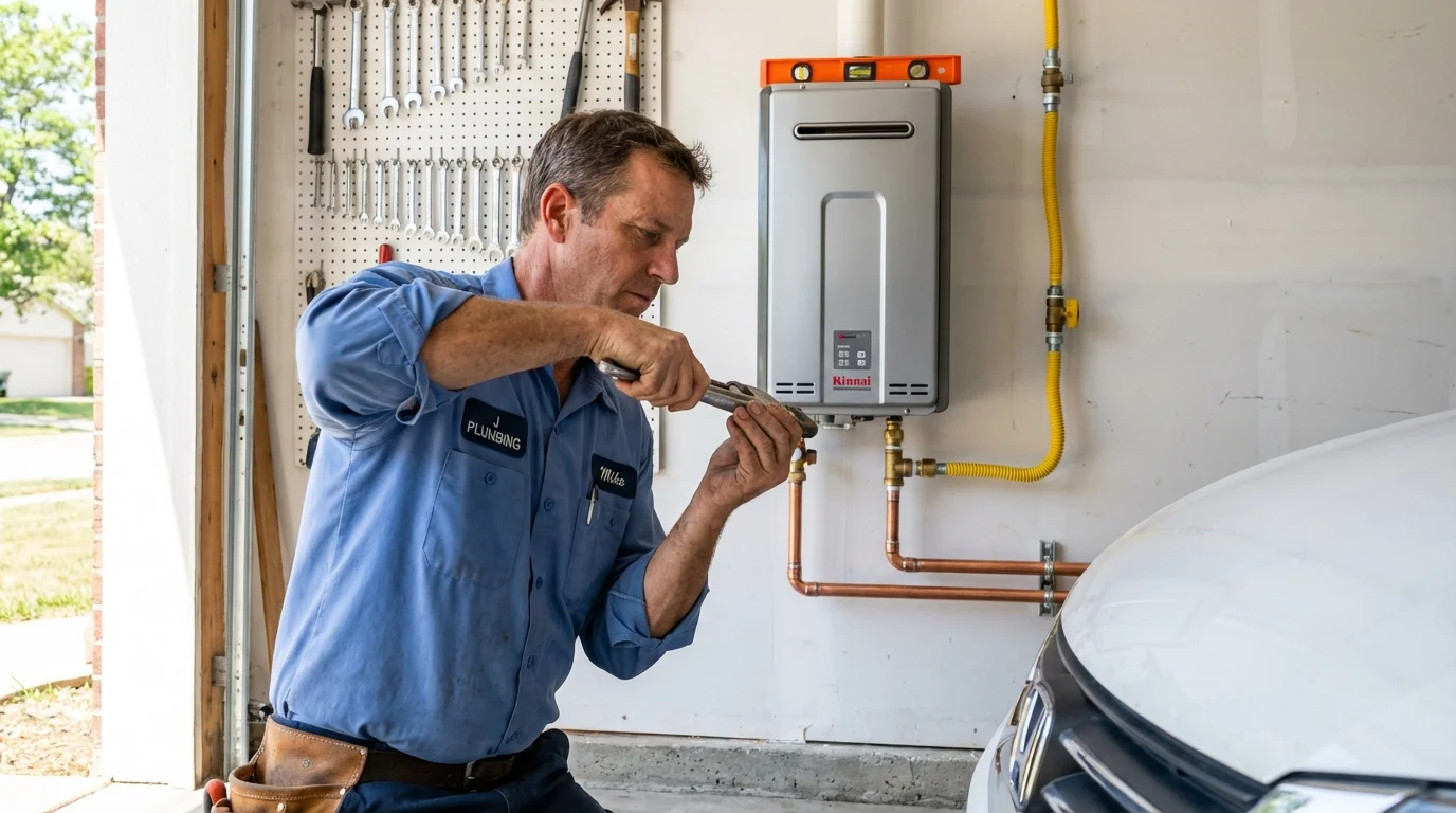 Tankless water heater installation by a Johns Plumbing LLC plumber in Lake Charles